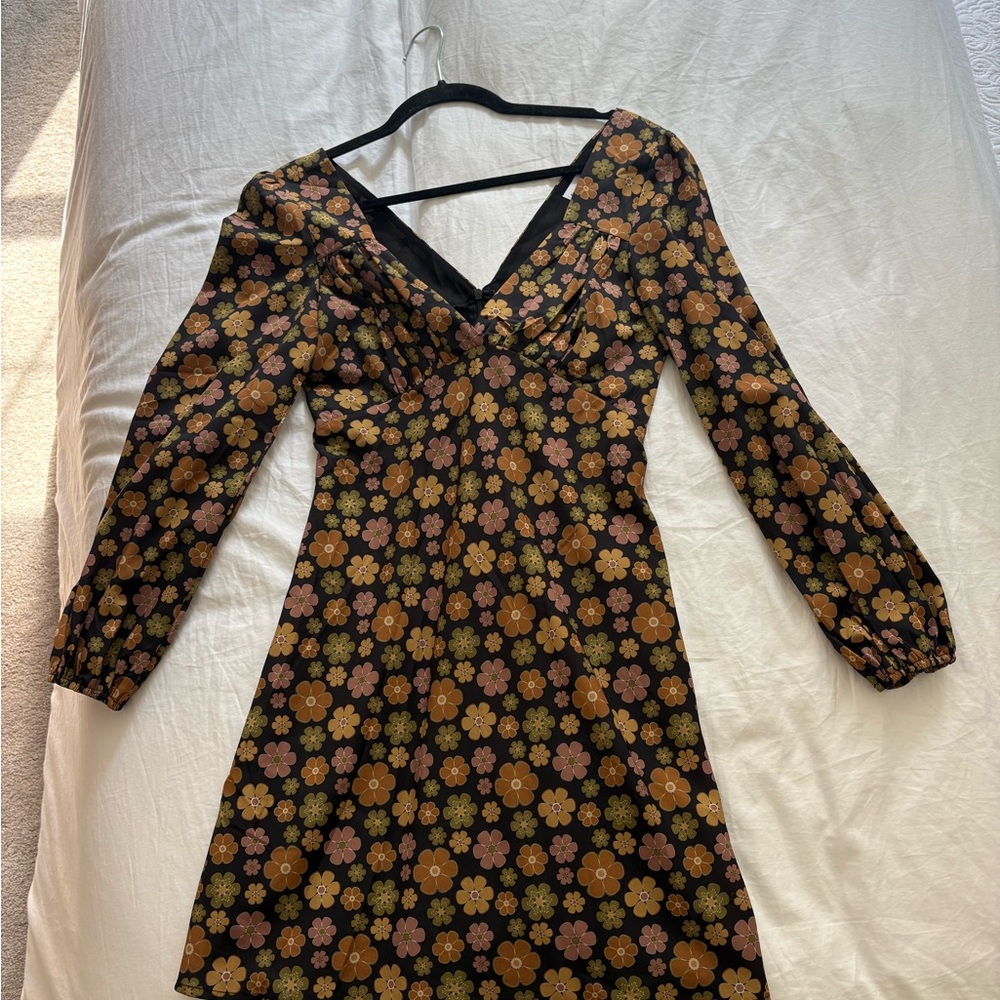 Princess Polly Black Floral Long Sleeve Dress